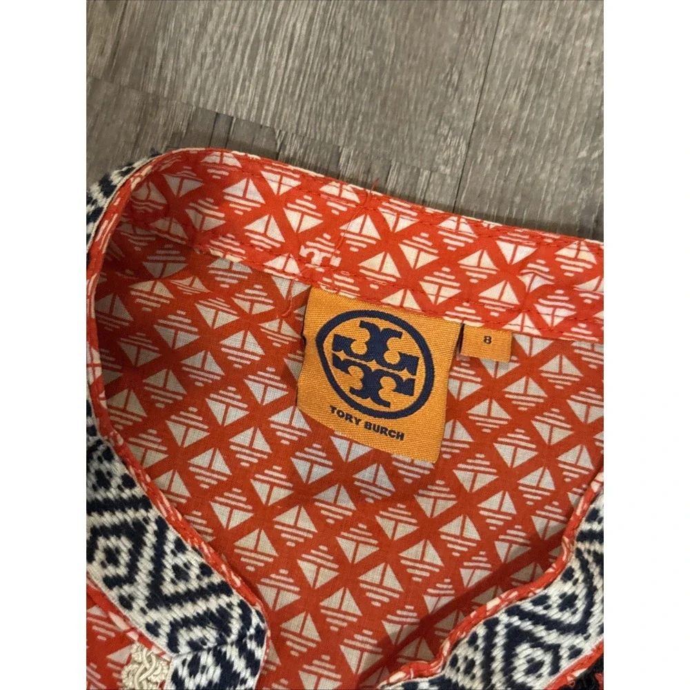 Tory Burch  Embroidered Size 8 Long tunic 11131171 blouse Orange Top